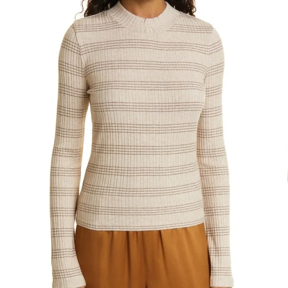 Vince Sweaters Nwt 75 Vince Variegated Rib Stripe Mock Neck